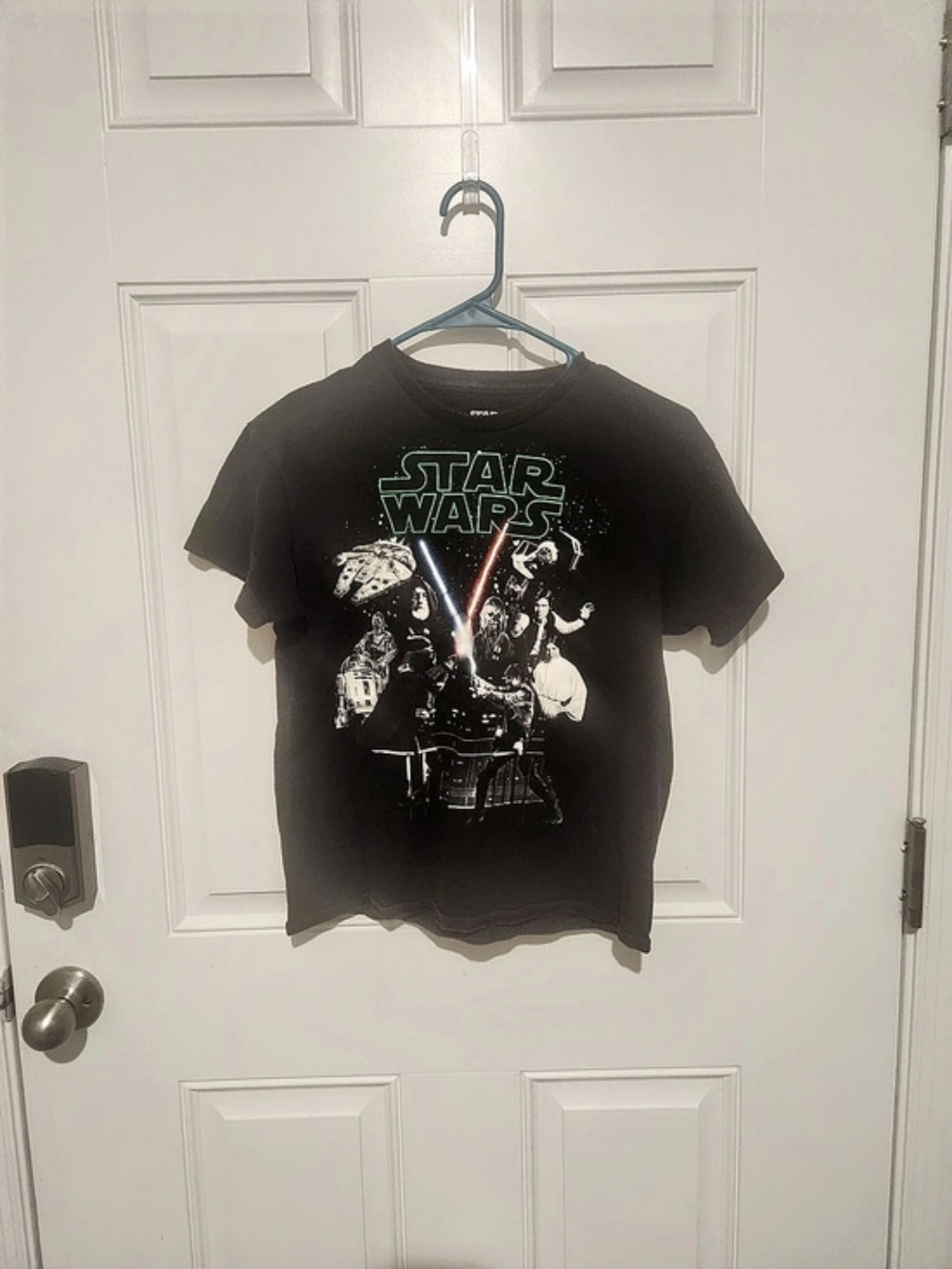 Star Wars Unisex Kids Black Cotton Graphic Tee Crew Neck Short Sleeve Size L